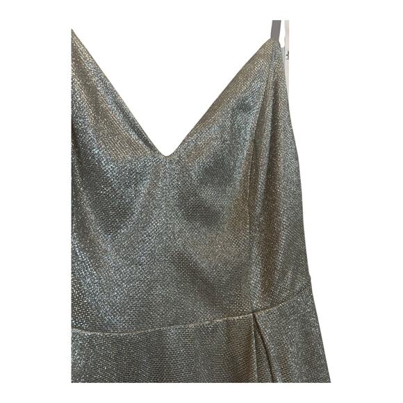 NWT Lulus Lookout Weekend Sparkly Silver Skater Dress S Metallic Fit & Flare - Picture 5 of 10